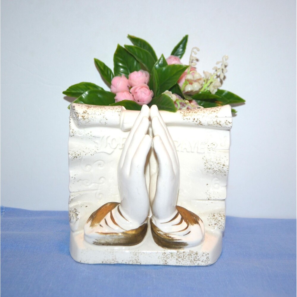 Vintage Praying Hands Lefton Alter Tabletop Planter Storage